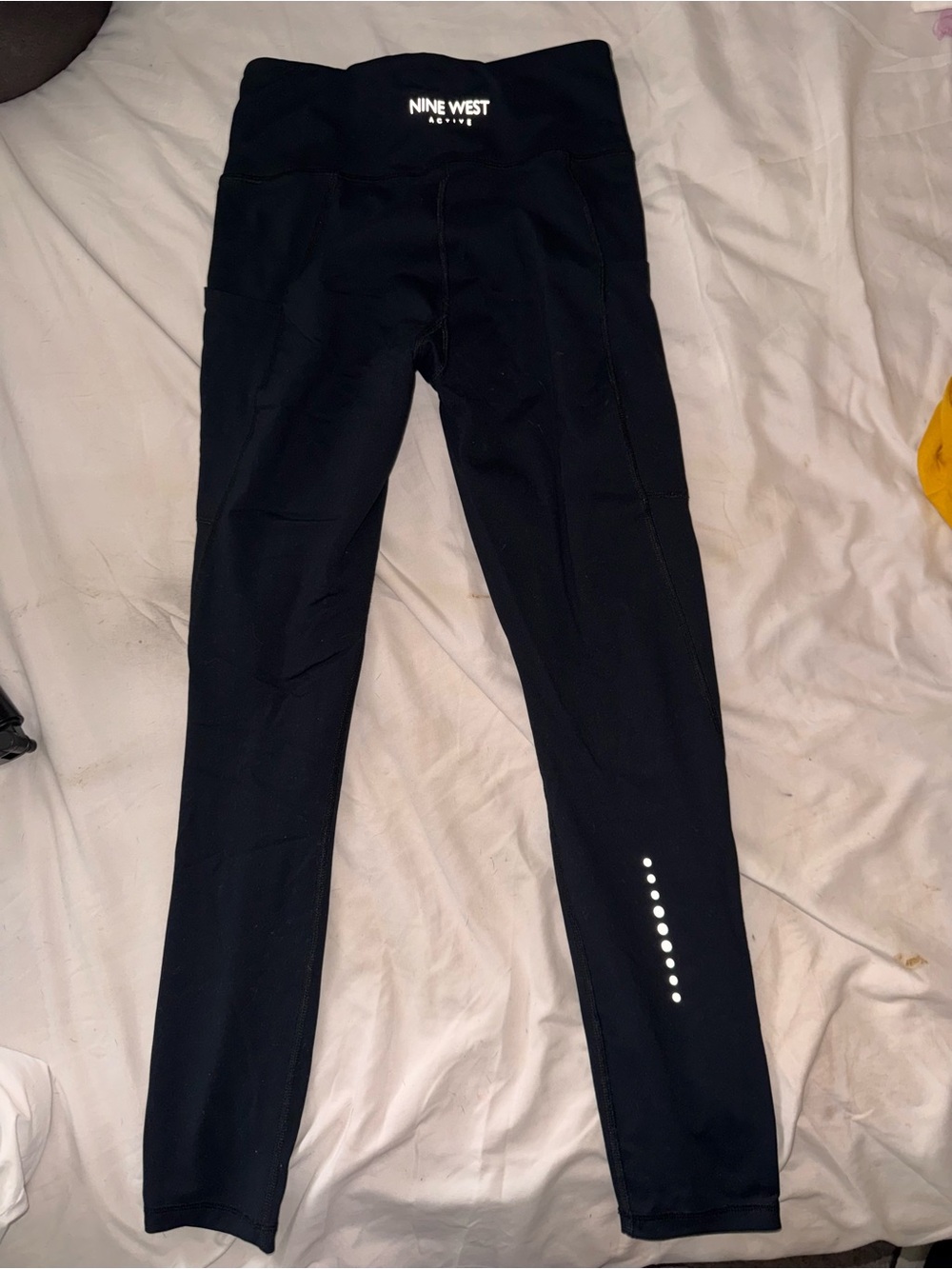 Nine West Black Leggings with Reflective Dot Stripe